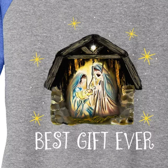 Best Ever Christmas Cool Jesus Nativity Scene Christian Women's Tri-Blend 3/4-Sleeve Raglan Shirt