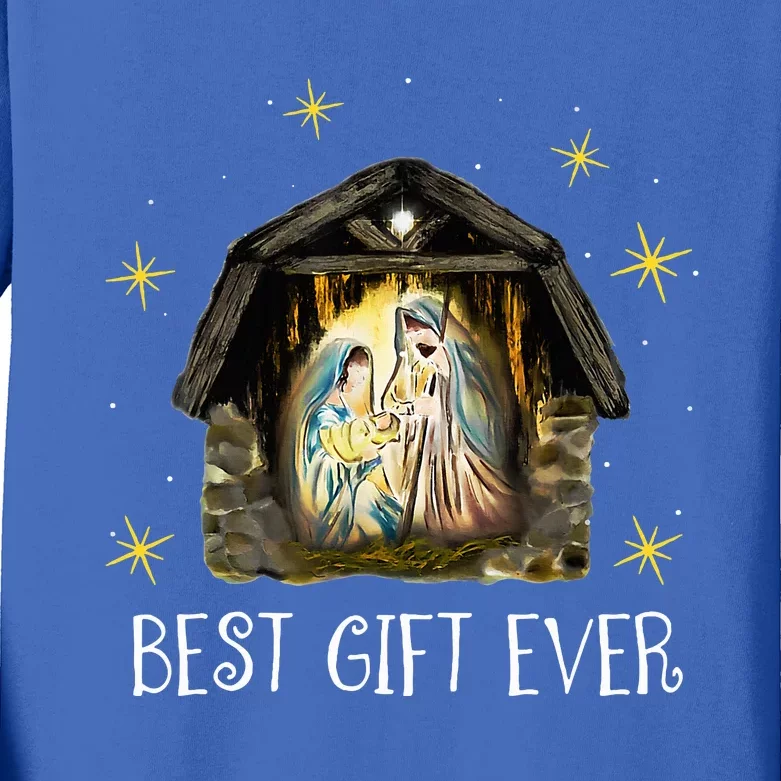 Best Ever Christmas Cool Jesus Nativity Scene Christian Kids Long Sleeve Shirt