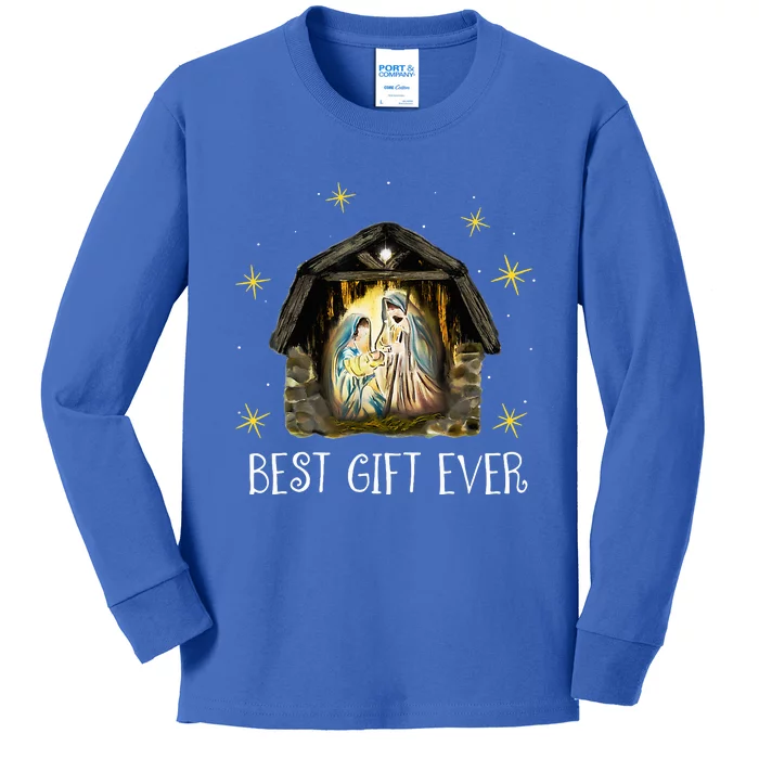 Best Ever Christmas Cool Jesus Nativity Scene Christian Kids Long Sleeve Shirt