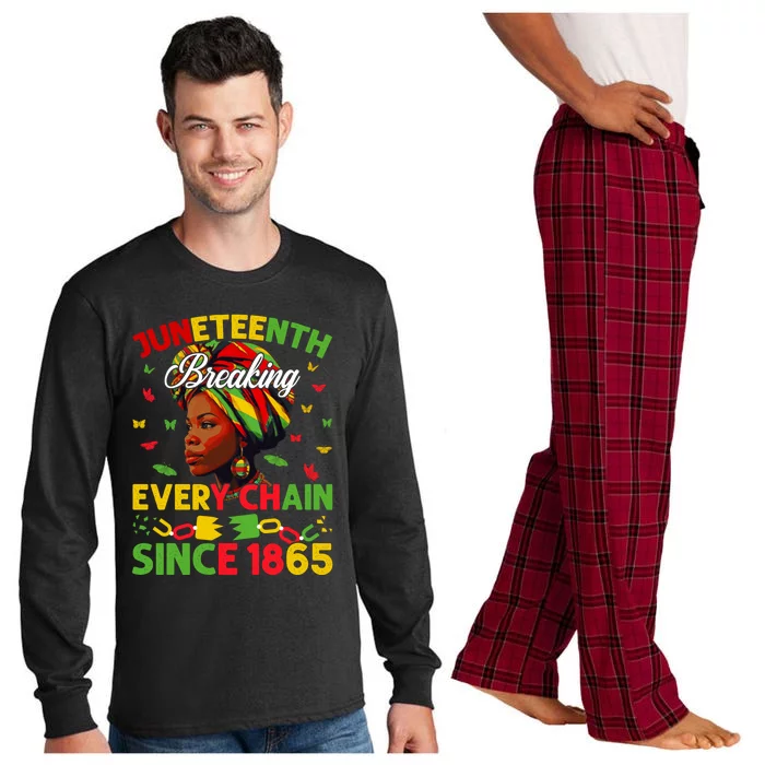 Breaking Every Chain Since 1865 Junenth Freedom Gift Long Sleeve Pajama Set