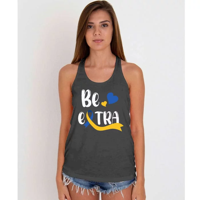 Be Extra Cute T21 World Down Syndrome Women's Knotted Racerback Tank