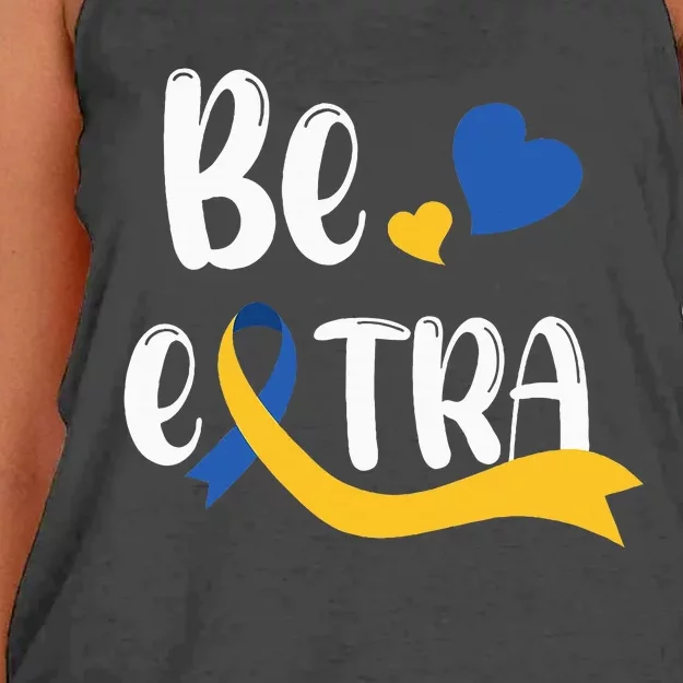 Be Extra Cute T21 World Down Syndrome Women's Knotted Racerback Tank