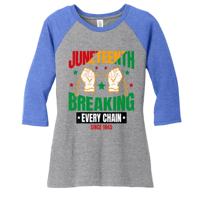 Breaking Every Chain Since 1865 Juneteenth Freedom Women's Tri-Blend 3/4-Sleeve Raglan Shirt