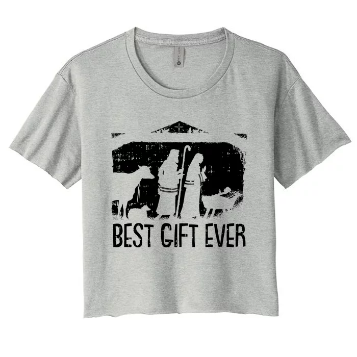 Best Ever Christmas Cool Jesus Nativity Scene Christian Great Gift Women's Crop Top Tee