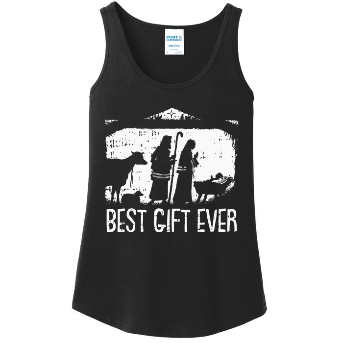 Best Ever Christmas Cool Jesus Nativity Scene Christian Ladies Essential Tank