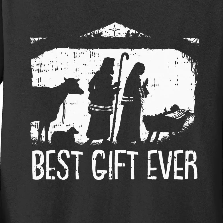 Best Ever Christmas Cool Jesus Nativity Scene Christian Kids Long Sleeve Shirt