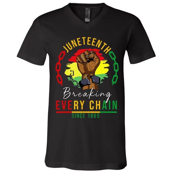 Breaking Every Chain Since 1865  Juneteenth Freedom V-Neck T-Shirt