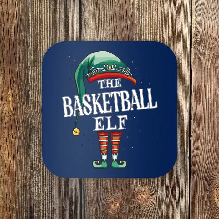 Basketball Elf Christmas Group Xmas Pajama Party Coaster