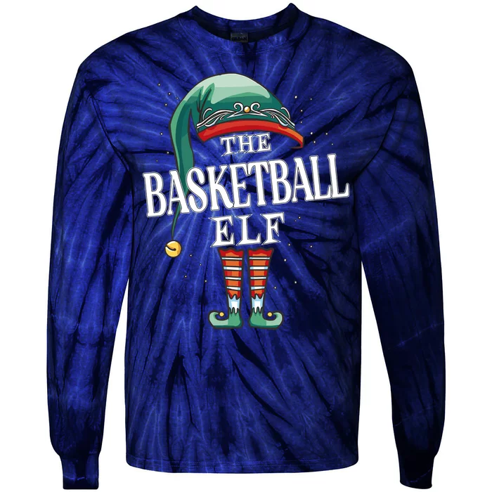 Basketball Elf Christmas Group Xmas Pajama Party Tie-Dye Long Sleeve Shirt