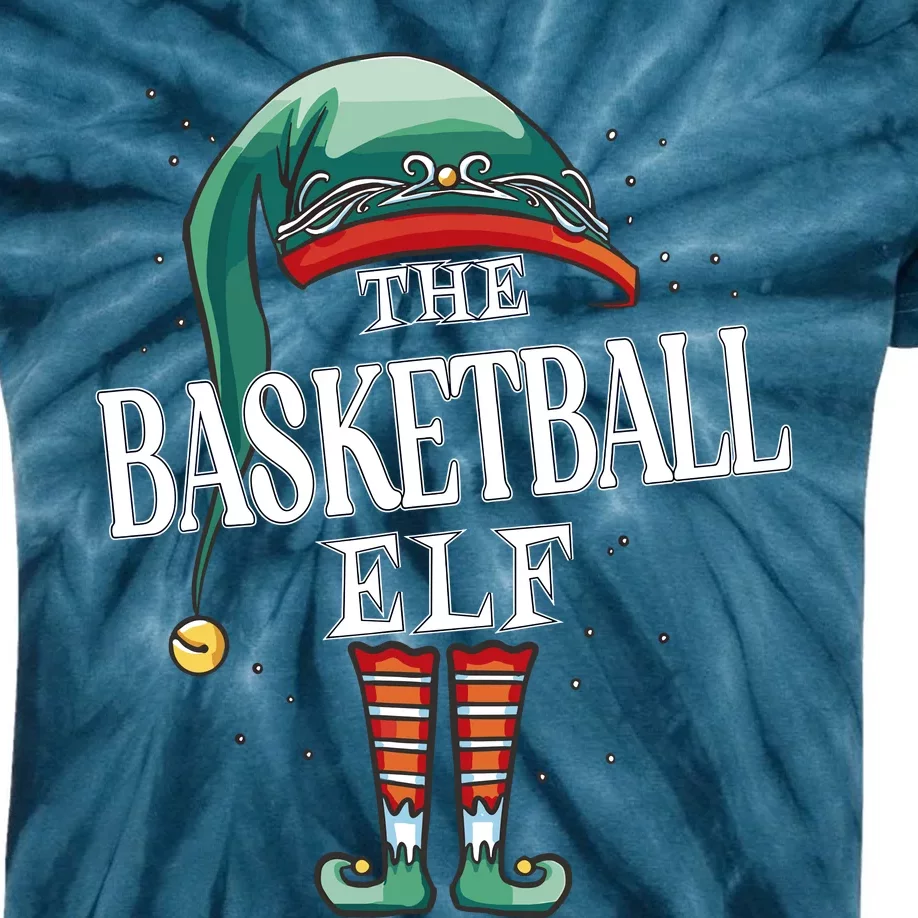 Basketball Elf Christmas Group Xmas Pajama Party Kids Tie-Dye T-Shirt