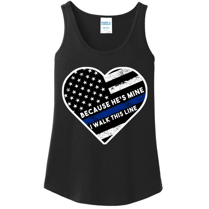 Because He's Mine I Walk This Line Back The Blue Ladies Essential Tank