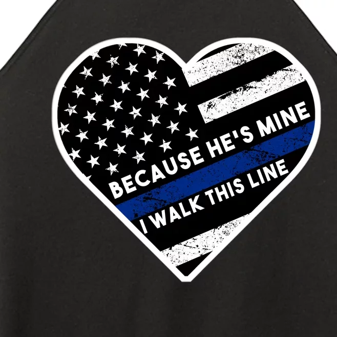 Because He's Mine I Walk This Line Back The Blue Women’s Perfect Tri Rocker Tank