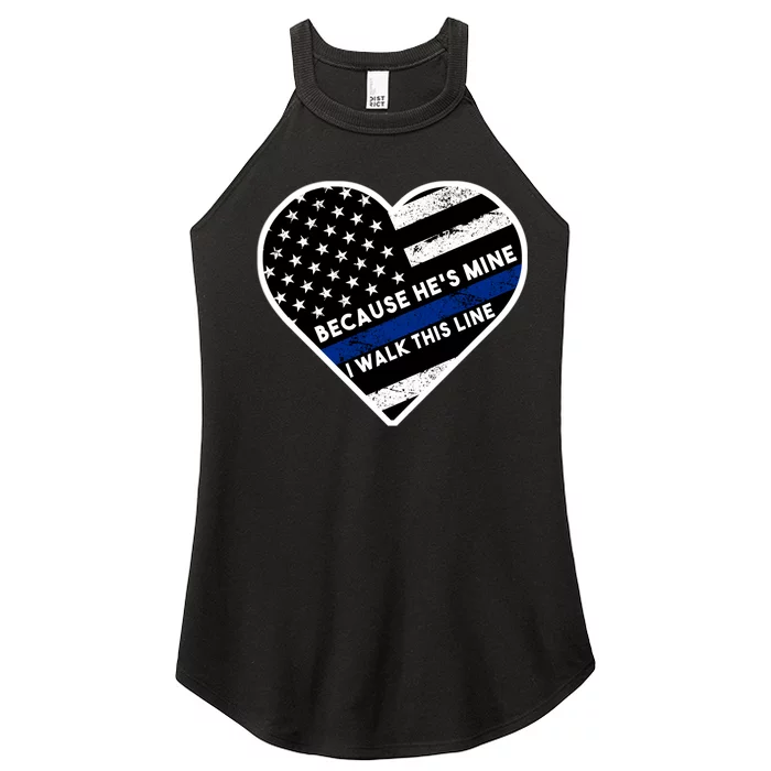 Because He's Mine I Walk This Line Back The Blue Women’s Perfect Tri Rocker Tank