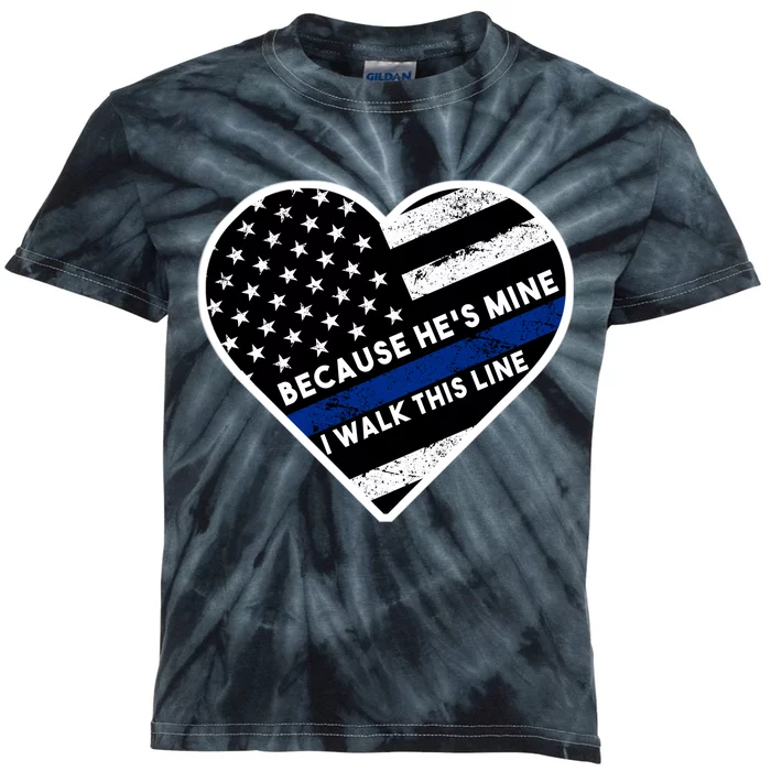 Because He's Mine I Walk This Line Back The Blue Kids Tie-Dye T-Shirt