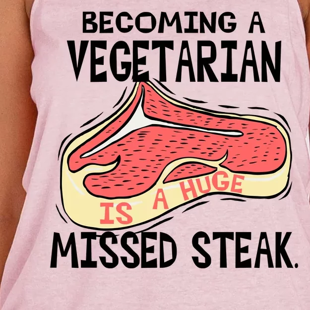 Becoming A Vegetarian is a Huge Missed Steak Women's Knotted Racerback Tank