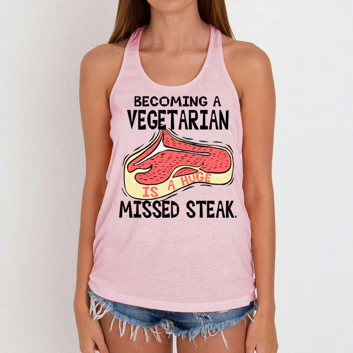 Becoming A Vegetarian is a Huge Missed Steak Women's Knotted Racerback Tank