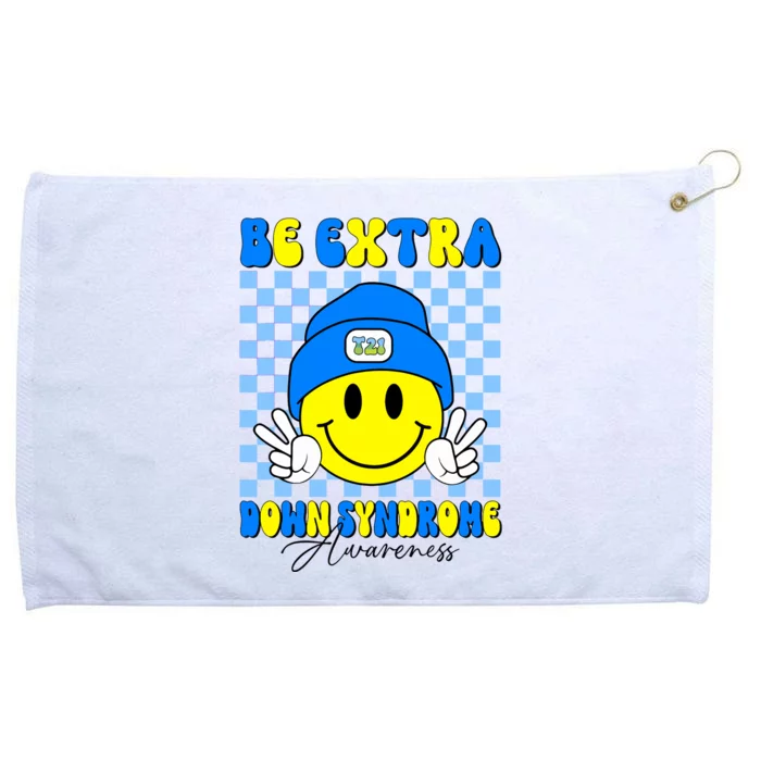 Be Extra Down Syndrome Awareness Yellow And Blue Smile Face Grommeted Golf Towel