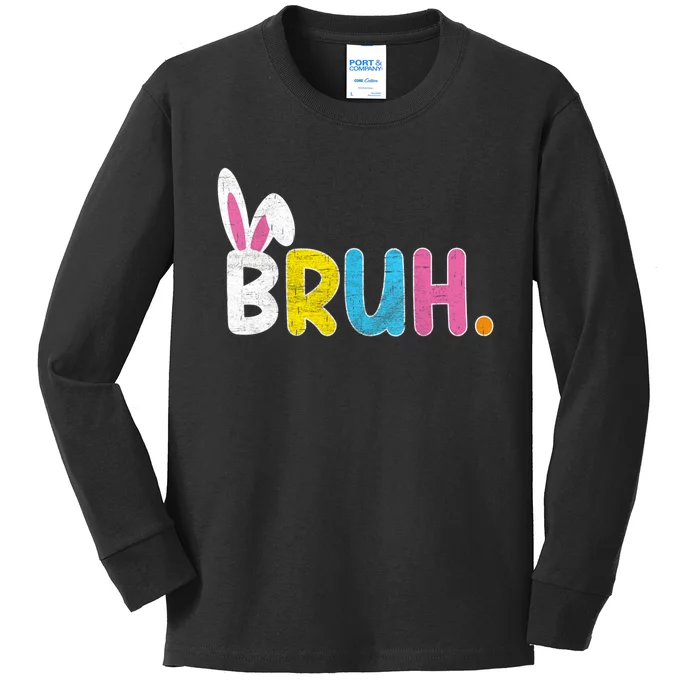 Bruh Easter Day Meme Funny Saying Bro Greeting Teens Kids Long Sleeve Shirt