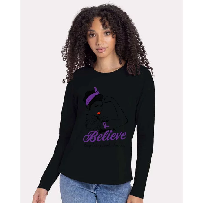 Binge Eating Disorder Warrior Unbreakable Purple Ribbon Gift Womens Cotton Relaxed Long Sleeve T-Shirt