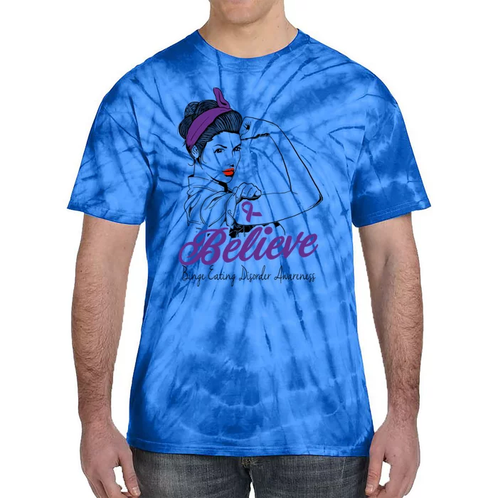 Binge Eating Disorder Warrior Unbreakable Purple Ribbon Gift Tie-Dye T-Shirt