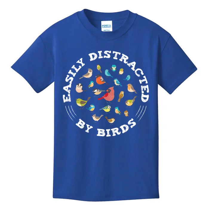 Birdwatching Easily Distracted By Birds Lover Ornithologist Cool Gift Kids T-Shirt