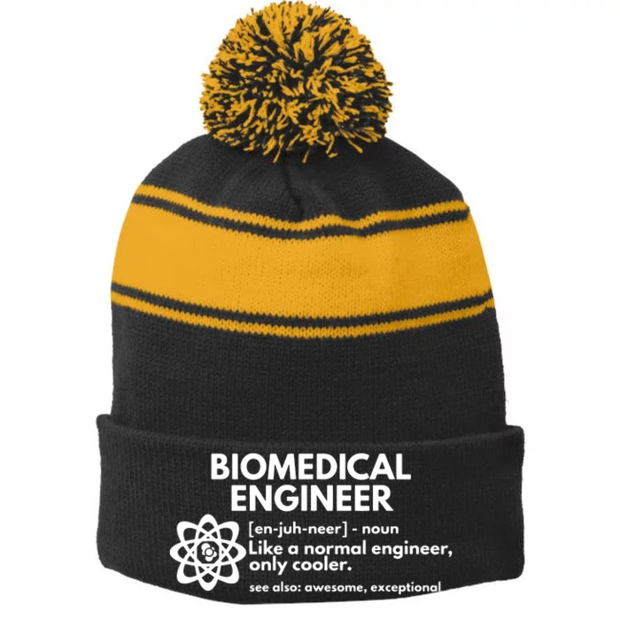 Biomedical Engineer Definition Funny Engineering Gift Stripe Pom Pom Beanie