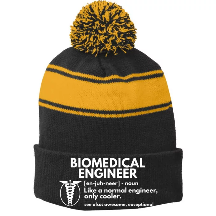 Biomedical Engineer Definition Funny Engineering Gift Stripe Pom Pom Beanie