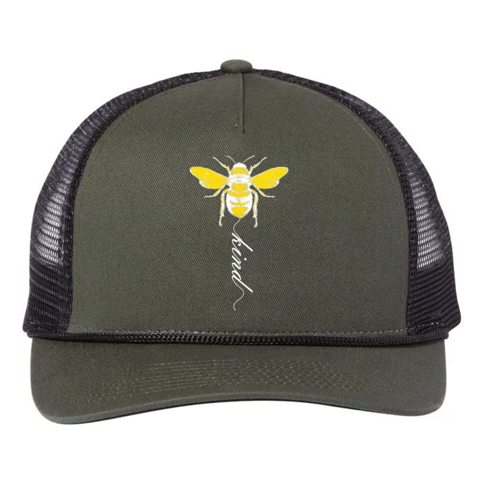 Bee Kind Bumblebee Script Retro Rope Trucker Hat Cap