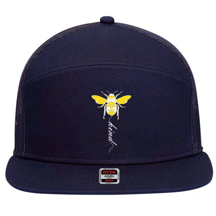 Bee Kind Bumblebee Script 7 Panel Mesh Trucker Snapback Hat