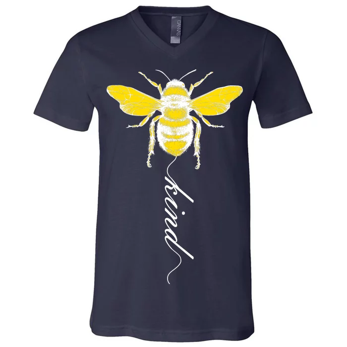 Bee Kind Bumblebee Script V-Neck T-Shirt