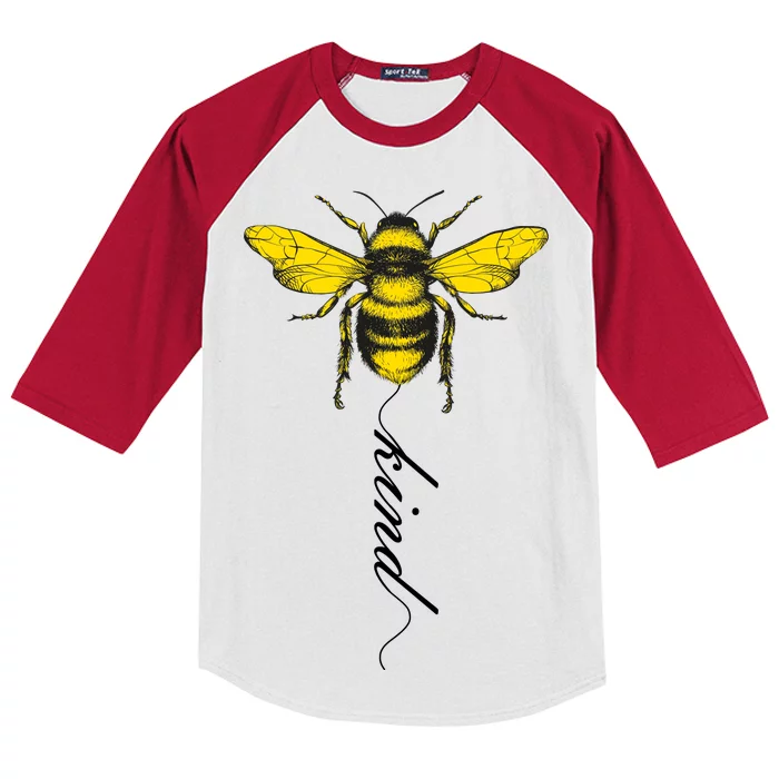 Bee Kind Bumblebee Script Kids Colorblock Raglan Jersey