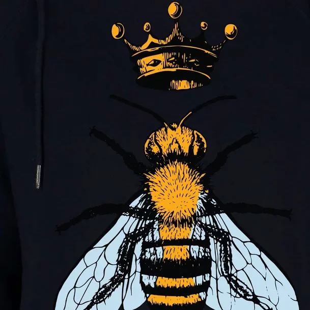 Bee King Crown Womens Funnel Neck Pullover Hood