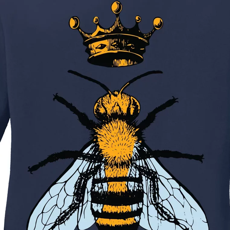 Bee King Crown Ladies Long Sleeve Shirt