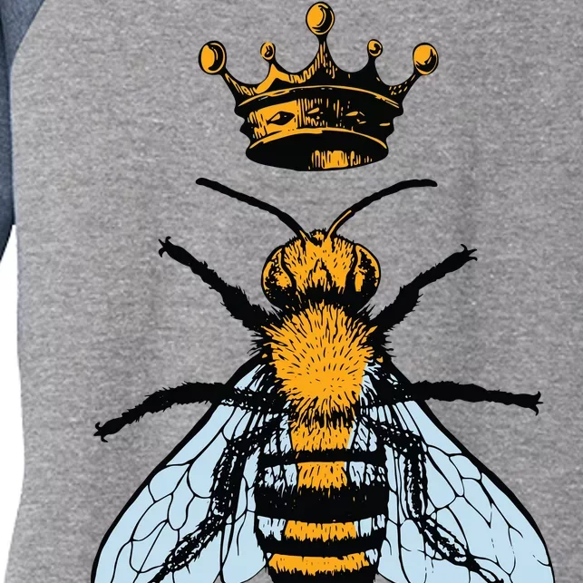 Bee King Crown Women's Tri-Blend 3/4-Sleeve Raglan Shirt