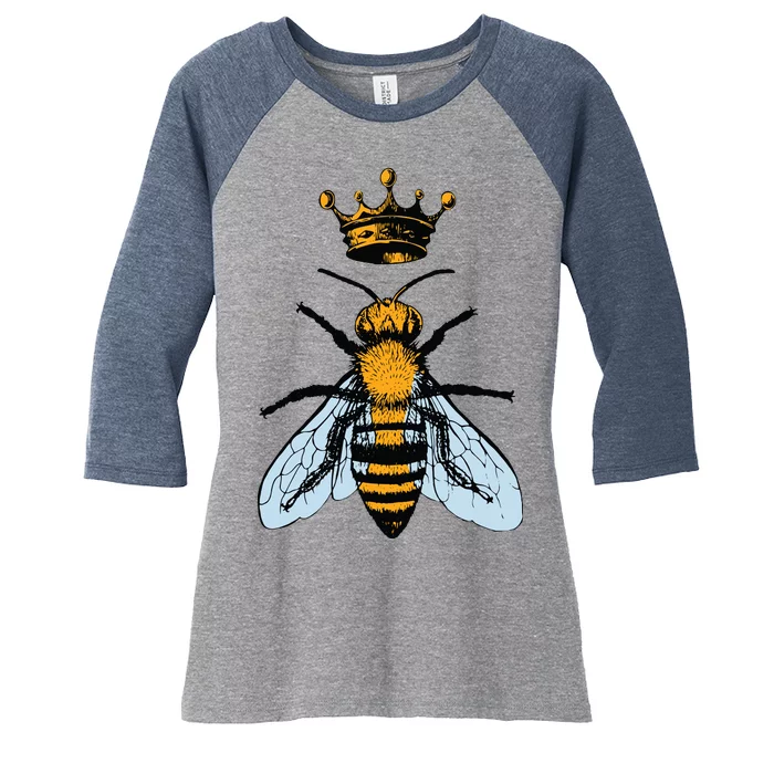 Bee King Crown Women's Tri-Blend 3/4-Sleeve Raglan Shirt