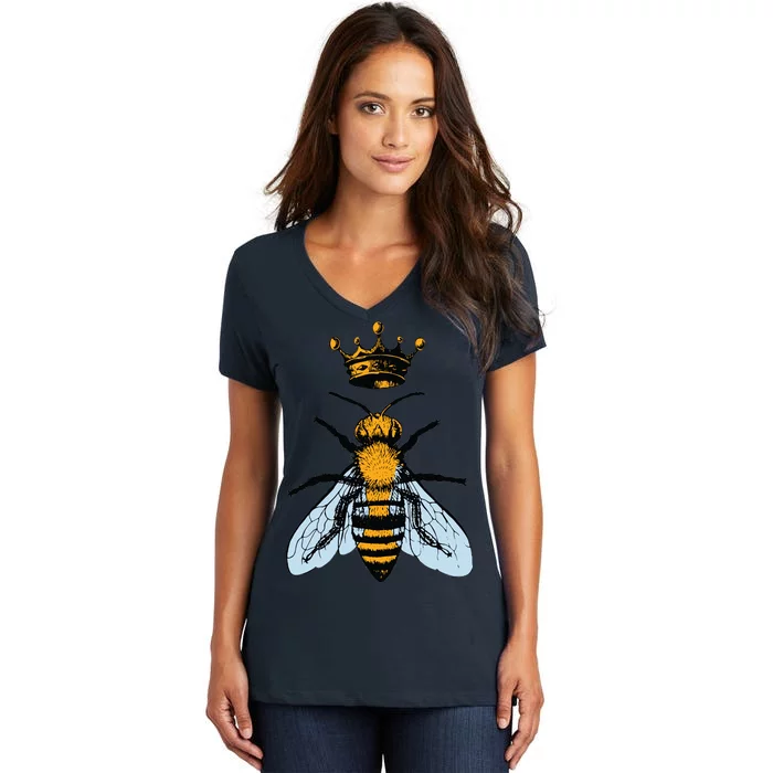 Bee King Crown Women's V-Neck T-Shirt