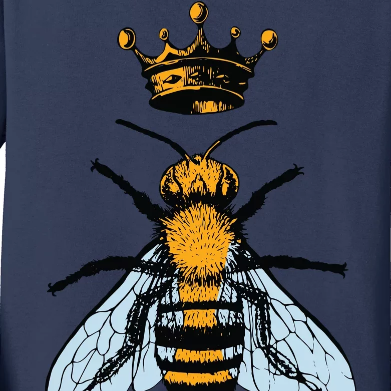 Bee King Crown Kids Long Sleeve Shirt