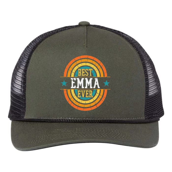 Best Emma Ever Funny Emma Name Retro Rope Trucker Hat Cap