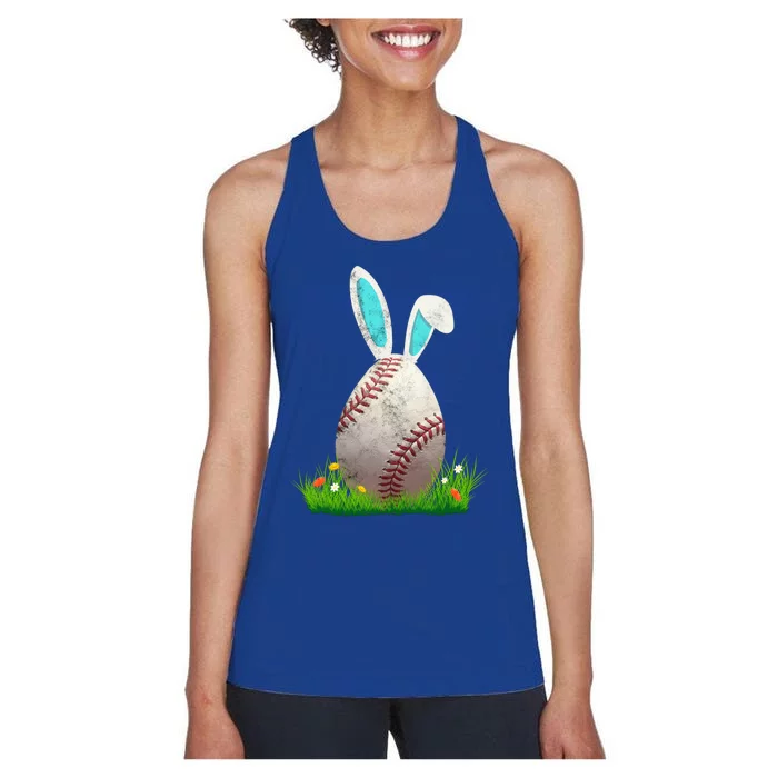 Baseball Easter Egg Gift Bunny Ears Rabbit Sports Team Gift Women's Racerback Tank