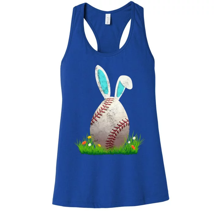 Baseball Easter Egg Gift Bunny Ears Rabbit Sports Team Gift Women's Racerback Tank