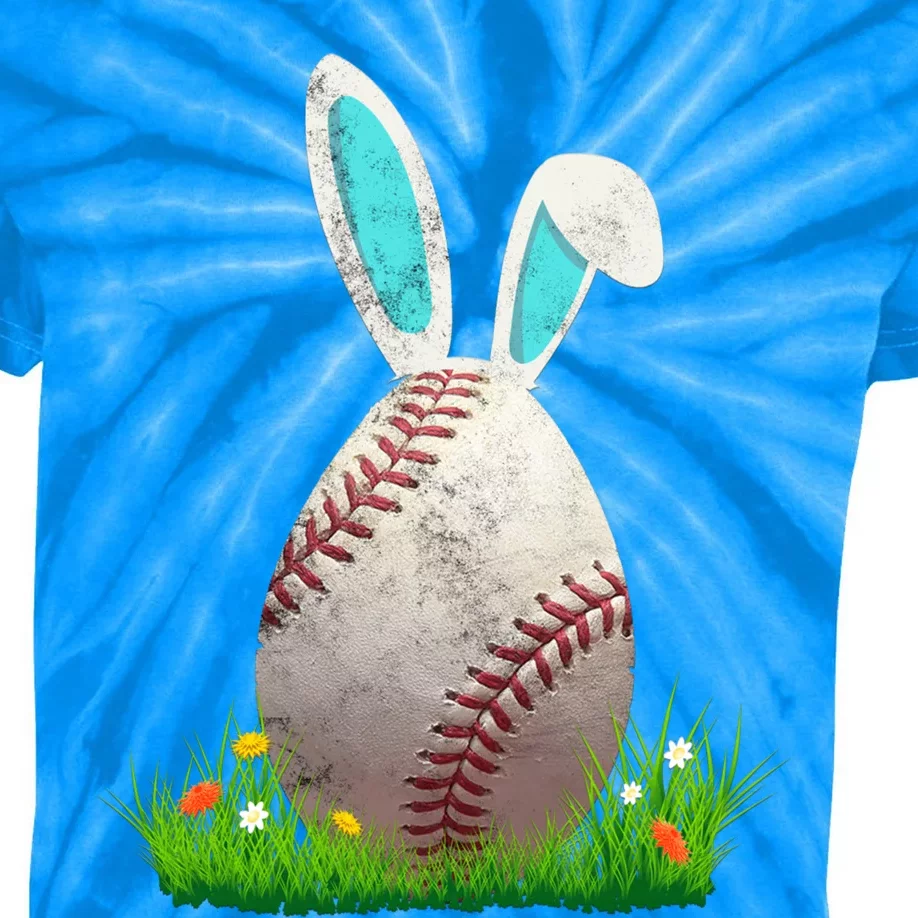 Baseball Easter Egg Gift Bunny Ears Rabbit Sports Team Gift Kids Tie-Dye T-Shirt