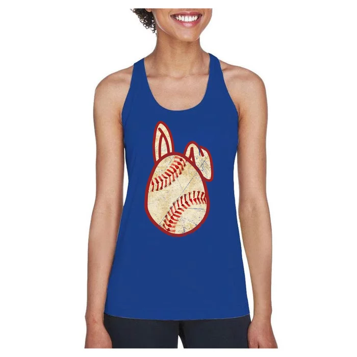 Baseball Easter Egg Rabbit Ears Bunny Funny Sport Gift Women's Racerback Tank