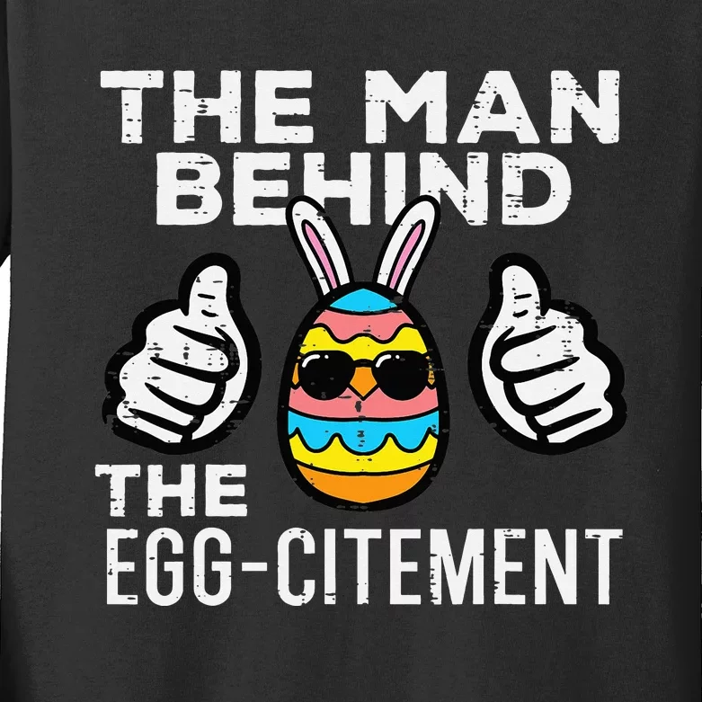 Behind Eggcitet Easter Pregnancy Announcet Dad Kids Long Sleeve Shirt