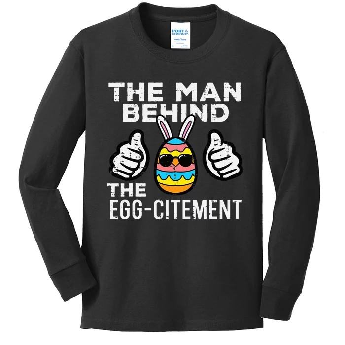 Behind Eggcitet Easter Pregnancy Announcet Dad Kids Long Sleeve Shirt