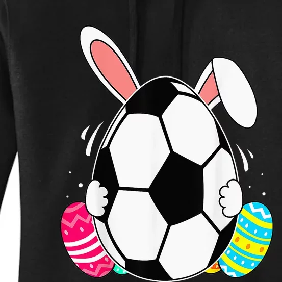 Bunny Ears Eggs Easter Day Rabbit Soccer Ball Women's Pullover Hoodie