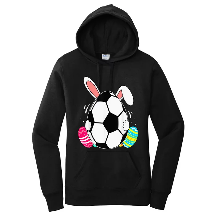 Bunny Ears Eggs Easter Day Rabbit Soccer Ball Women's Pullover Hoodie