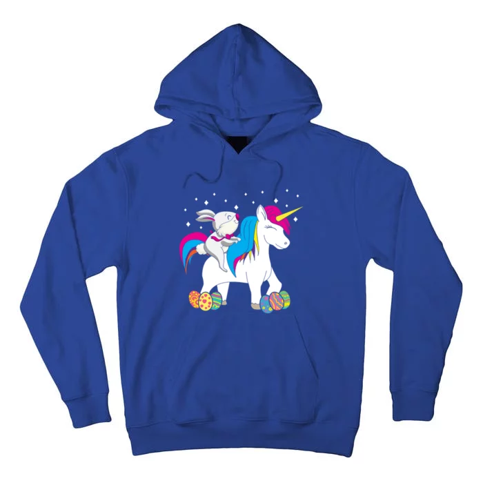 Bunny Easter Eggs Basket Riding Unicorn Happy Easter Day Gift Tall Hoodie