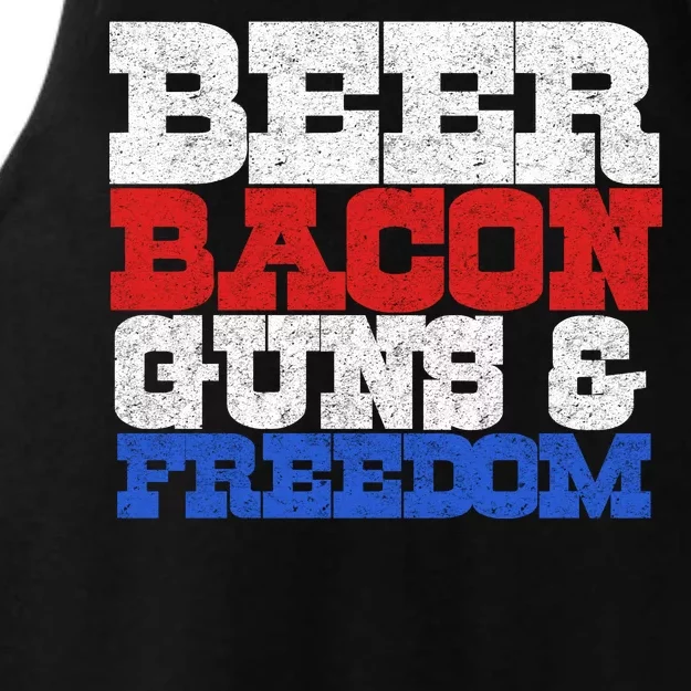 Beer Bacon Guns And Freedom Ladies Tri-Blend Wicking Tank