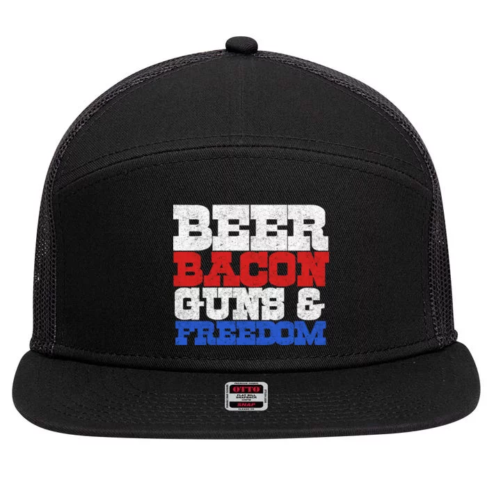 Beer Bacon Guns And Freedom 7 Panel Mesh Trucker Snapback Hat