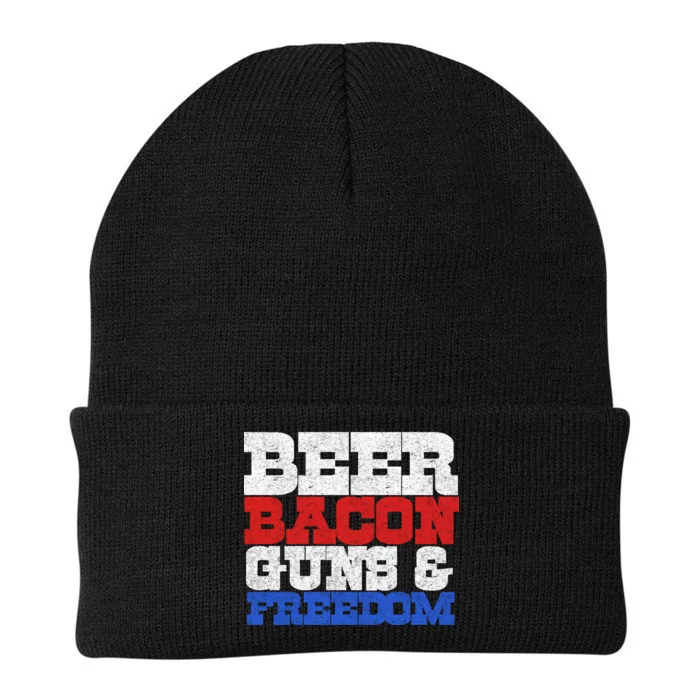 Beer Bacon Guns And Freedom Knit Cap Winter Beanie